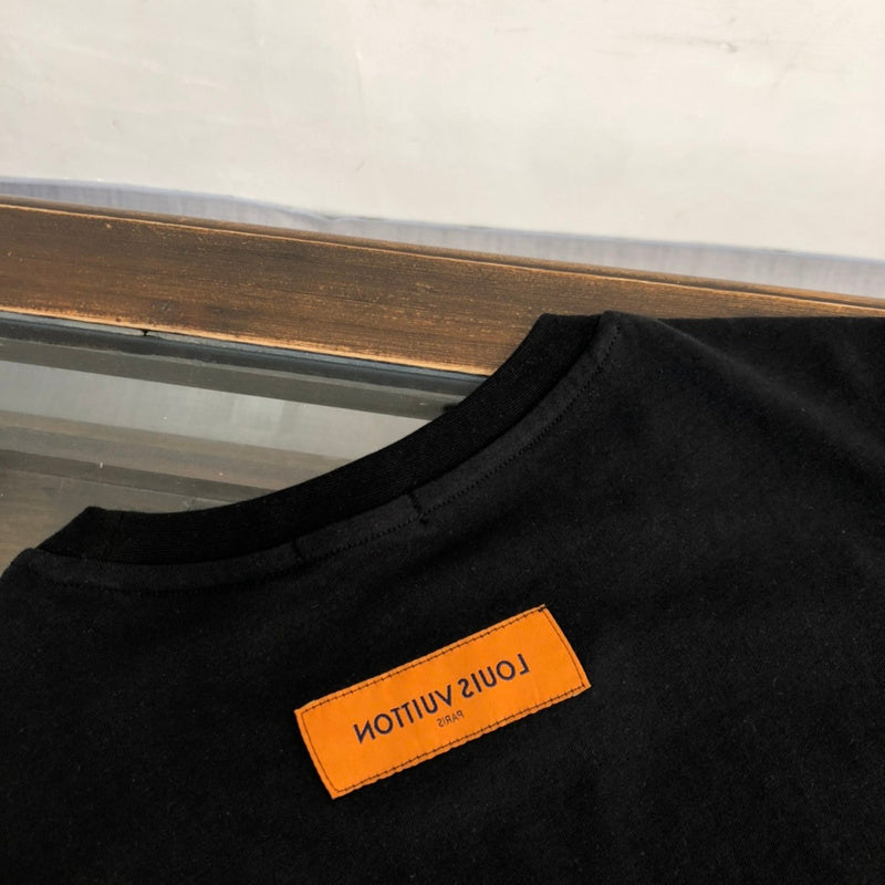 Close-up detail shot of Louis Vuitton cotton t-shirt with everyday silhouette