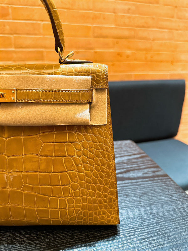 Close-up detail of poised bag design