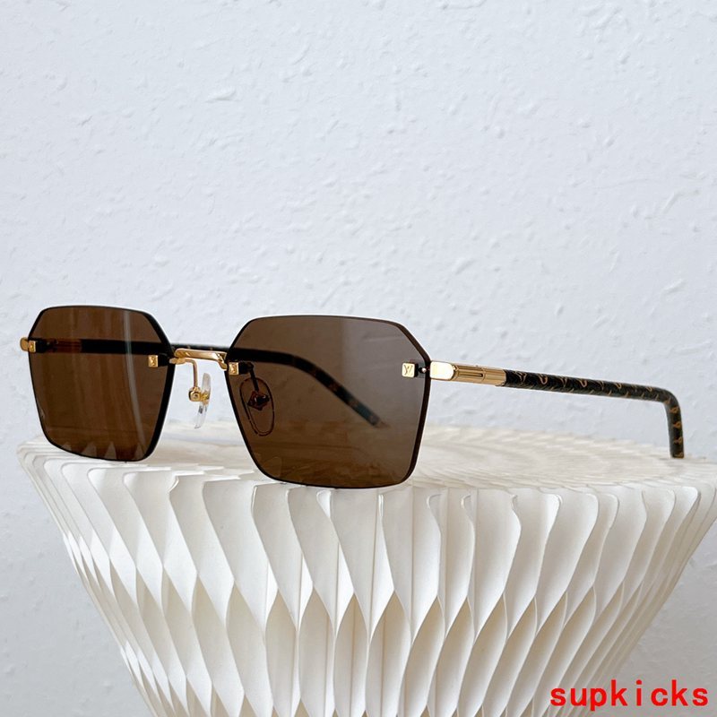 Close-up detail view of Louis Vuitton unisex sunglasses