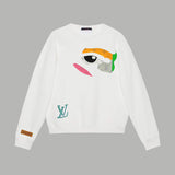 Front view of Louis Vuitton luxury clothing with signature branding