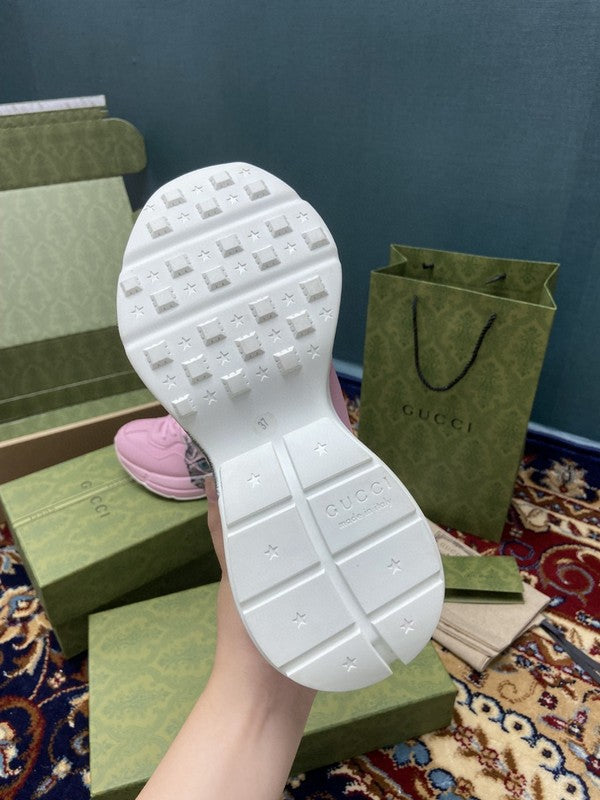 Side profile of Gucci crisp white sneakers cushioned comfort fit