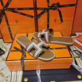 Hermès Chocolate Brown Slide Sandals - Heel Detail View