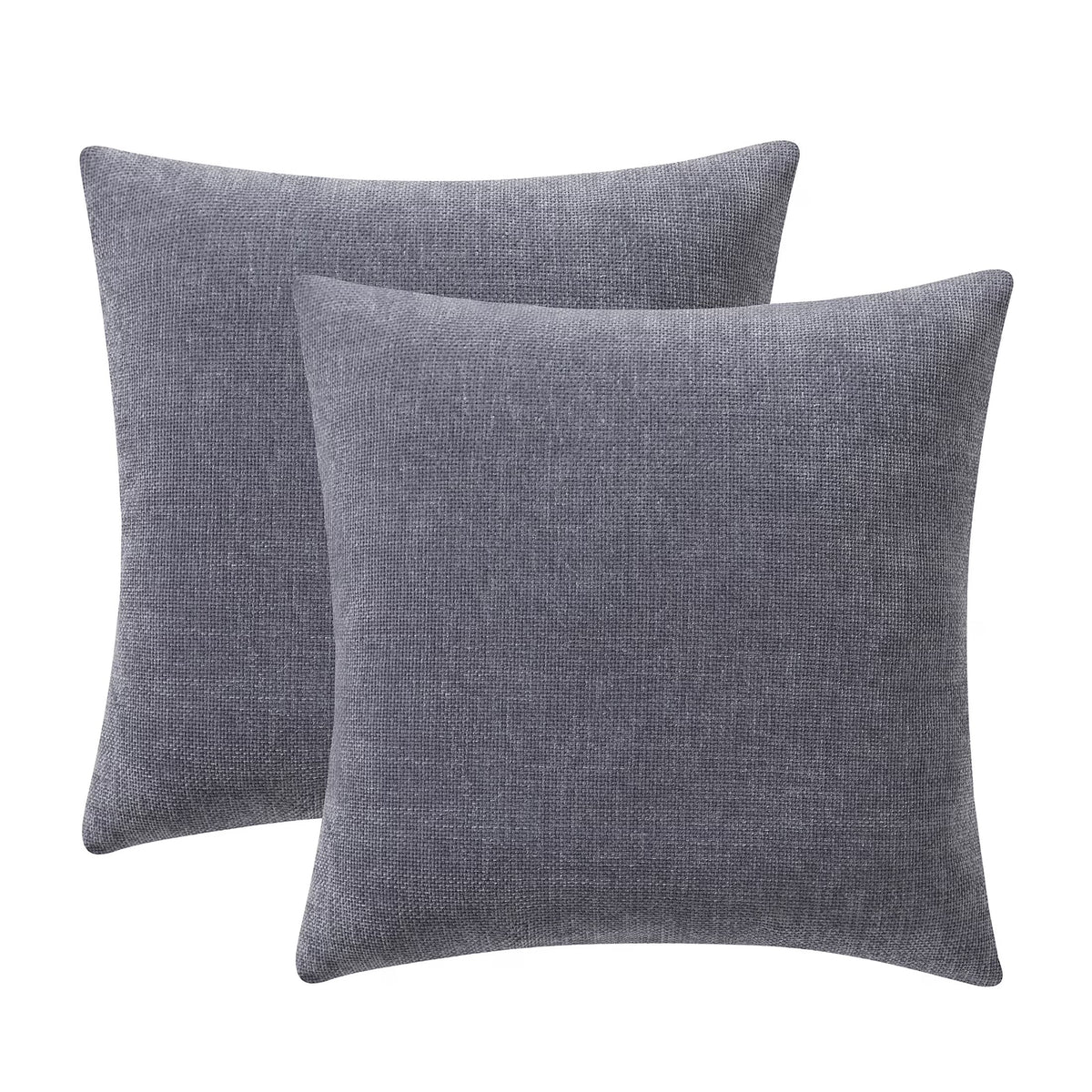 Solid Chenille Decorative Throw Pillow Set, Grey, 18" X 18"