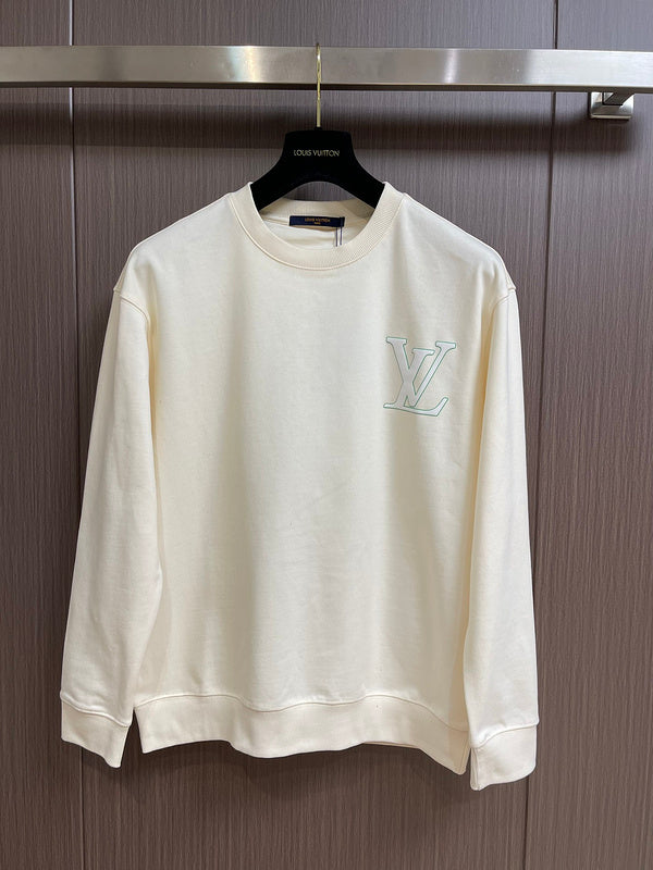 Front view of Louis Vuitton luxury clothing with logo-detail design