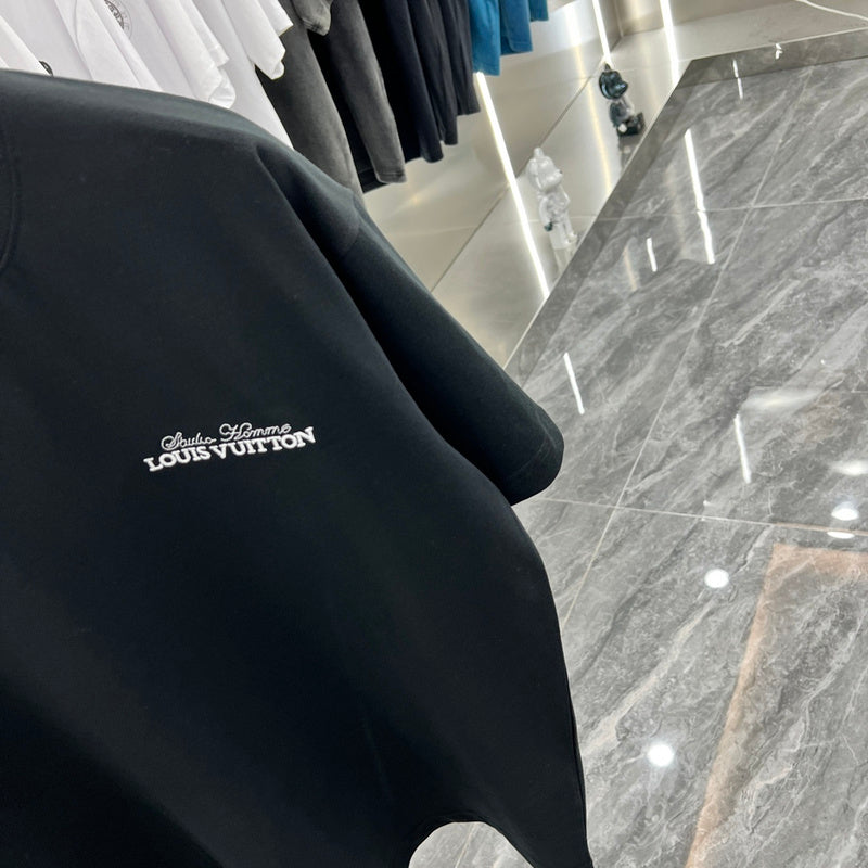 Flat lay presentation of Louis Vuitton cotton t-shirt with relaxed-fit cut