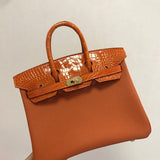Side view of modern structured handbag