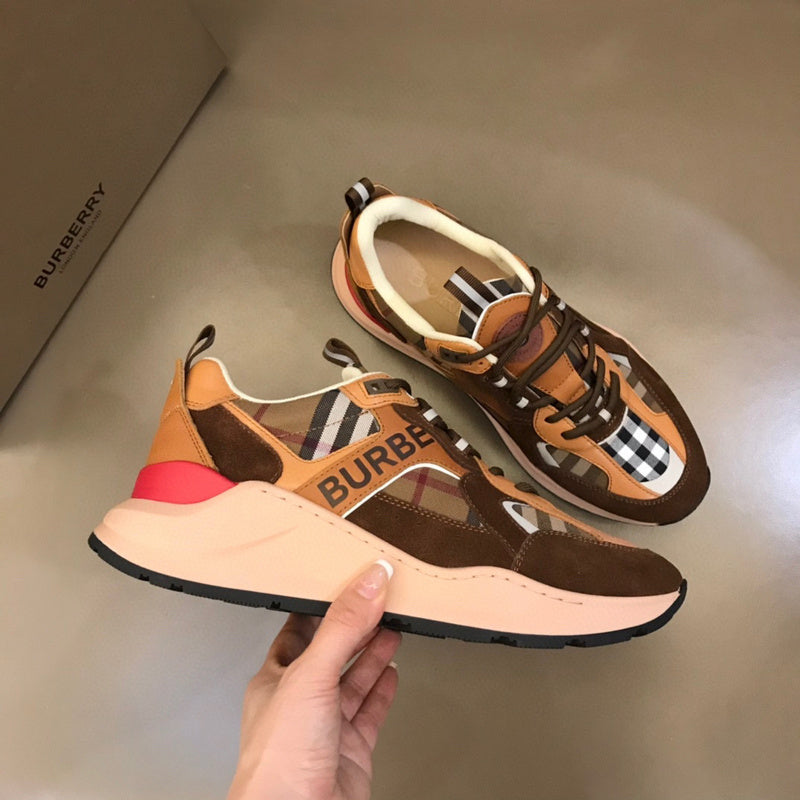 Burberry Beige High-Top Sneakers - Sole Detail View