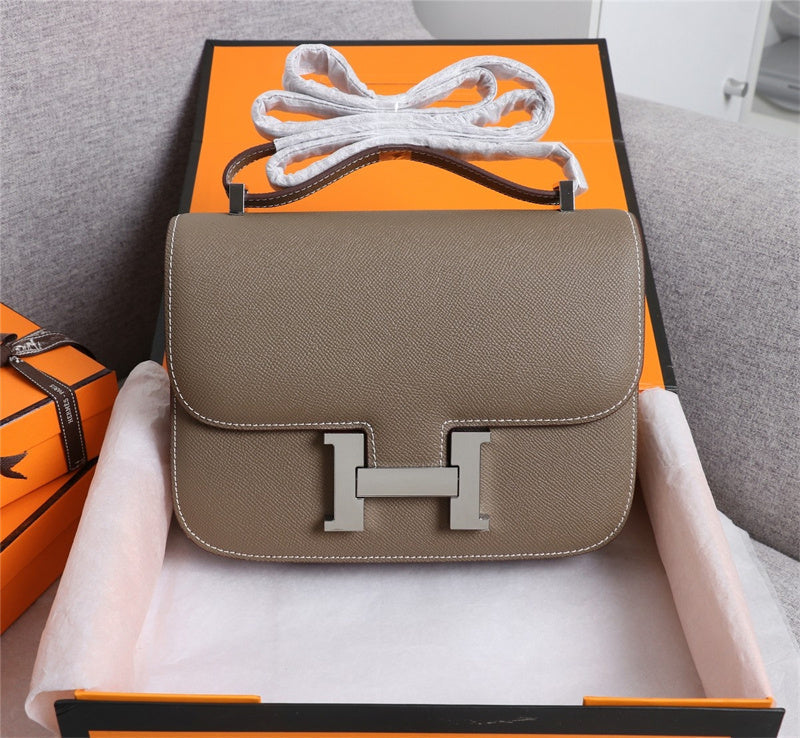 Side view of polished structured handbag