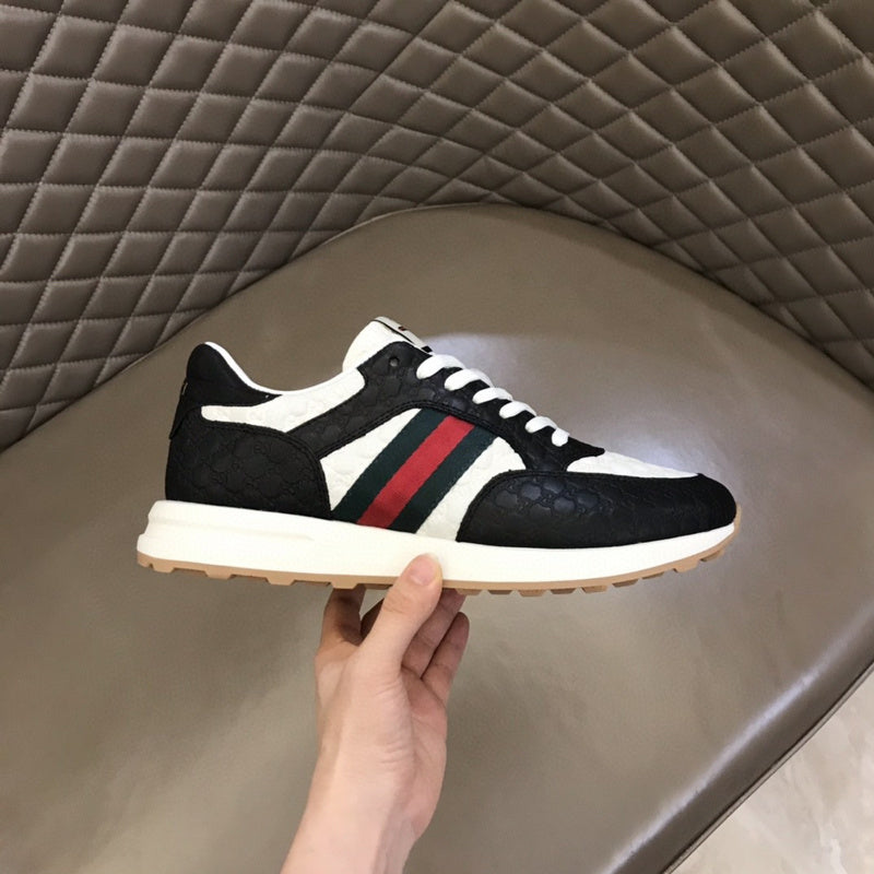 Gucci fresh white-and-black luxury sneakers view 5 signature lace-up style
