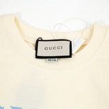 Close-up detail shot of Gucci luxury clothing with relaxed-fit cut