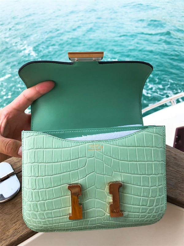Side view of timeless structured handbag