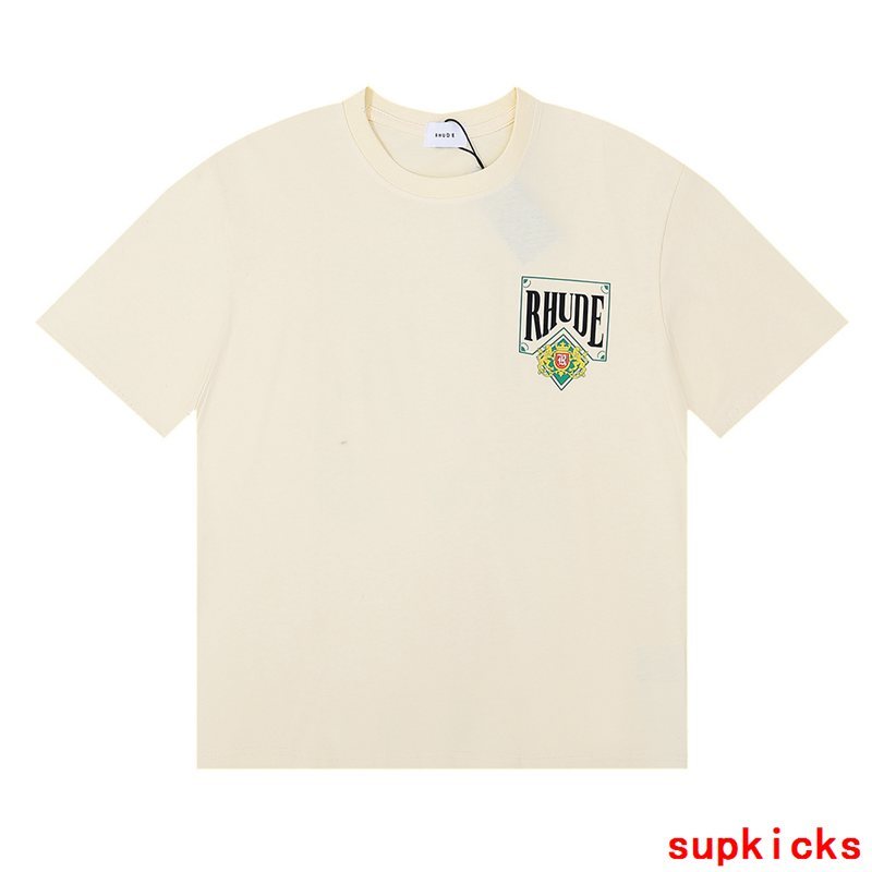 Full styled look of Rhude luxury clothing with relaxed-fit cut