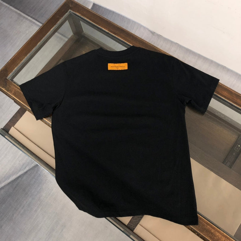 Close-up detail shot of Louis Vuitton cotton t-shirt with streetwear-inspired cut