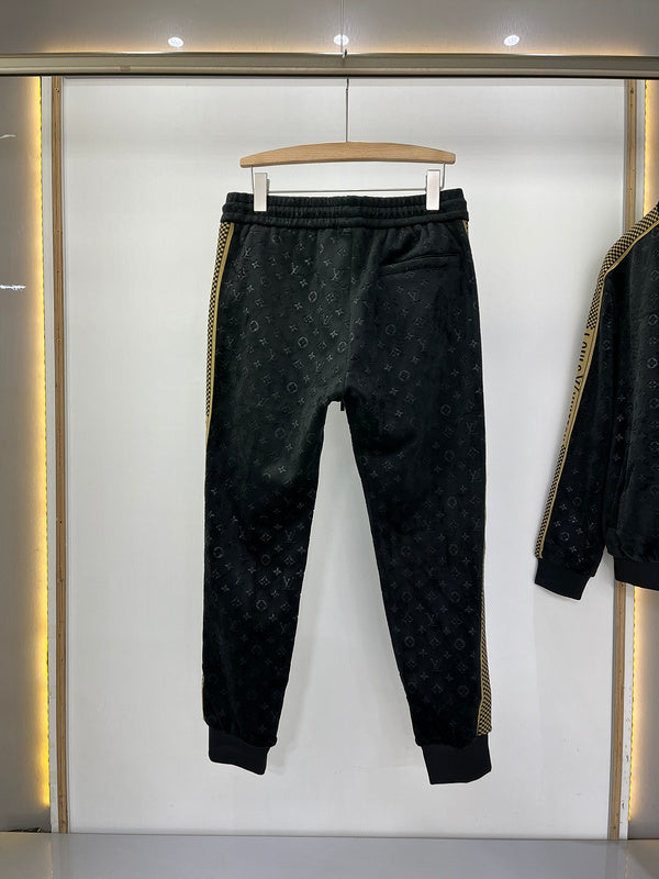 Close-up detail shot of Louis Vuitton luxury clothing with streetwear-inspired cut