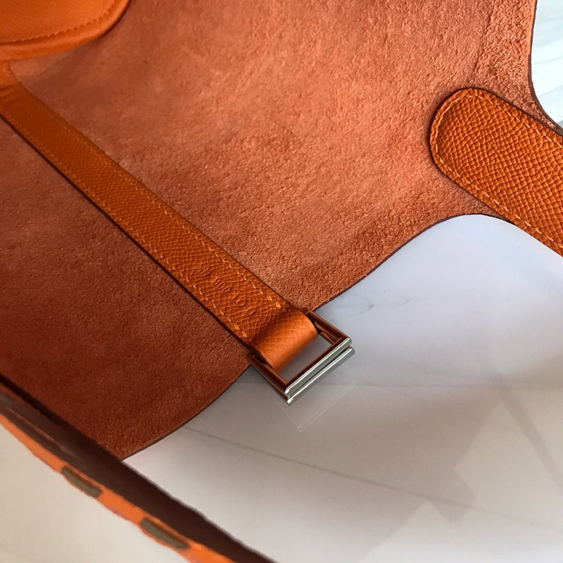 Side view of timeless structured handbag