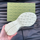 Side profile of Gucci crisp white sneakers cushioned comfort fit
