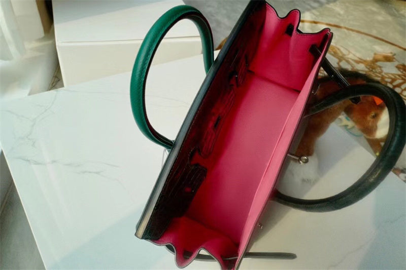 Side view of clean-lined structured handbag