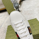 Side profile of Gucci stone beige sneakers premium leather build