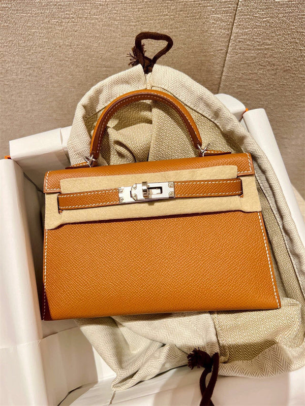 Side view of poised structured handbag