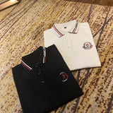 Close-up detail shot of Moncler luxury clothing with tailored silhouette