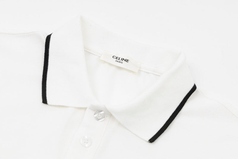 Close-up detail shot of Polo cotton polo shirt with logo-detail design