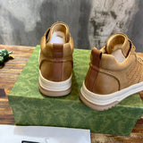 Gucci crisp white luxury sneakers view 7 retro runner design