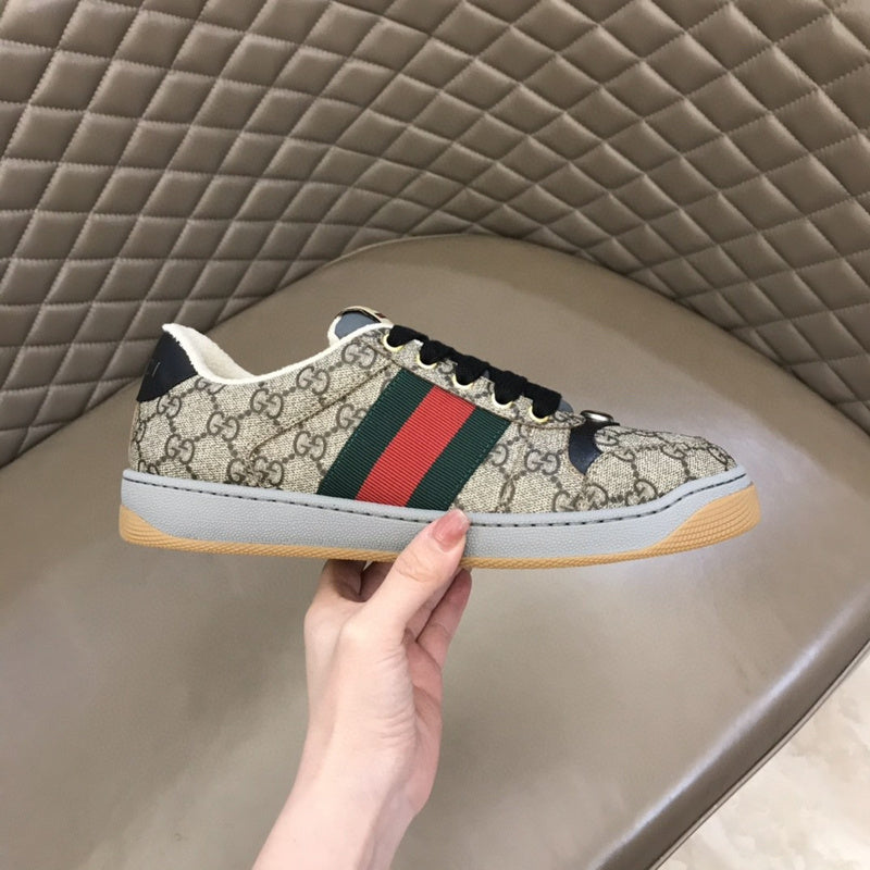 Gucci soft grey luxury sneakers view 5 chunky sole construction