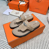 Hermès Nude Flat Thong Sandals - Sole Detail View