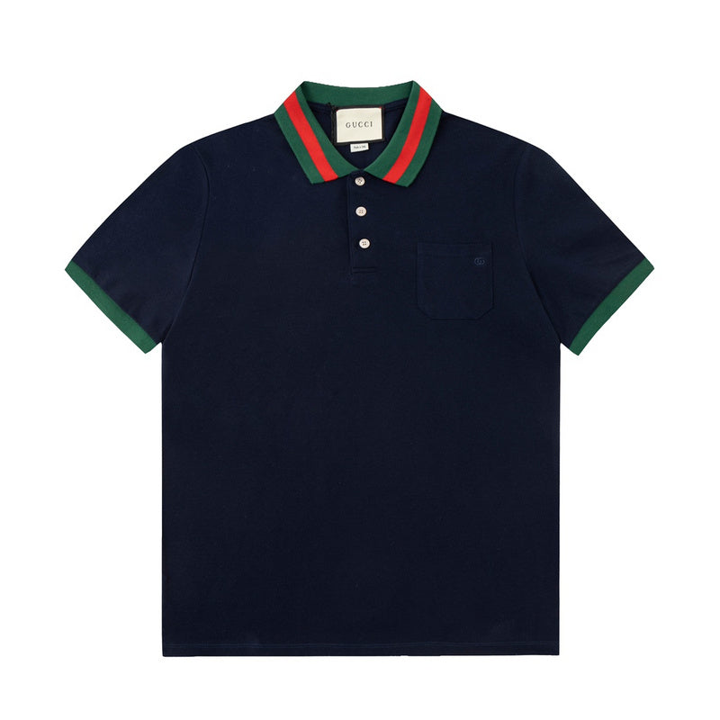 Side profile of Polo cotton polo shirt with logo-detail design