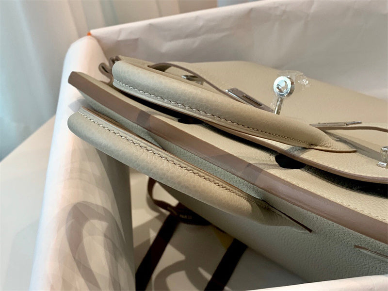 Side view of versatile structured handbag