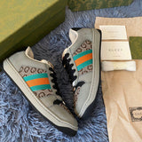 Gucci muted earth tones luxury sneakers view 8 heritage-inspired look