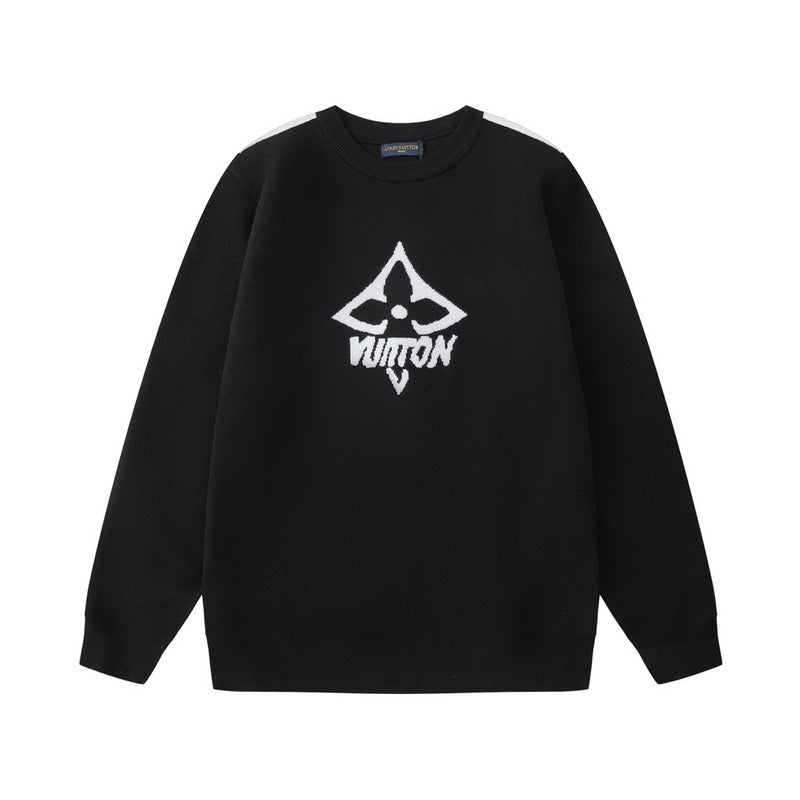 Back view of Louis Vuitton luxury clothing with label-forward styling