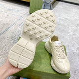 Side profile of Gucci muted earth tones sneakers cushioned comfort fit