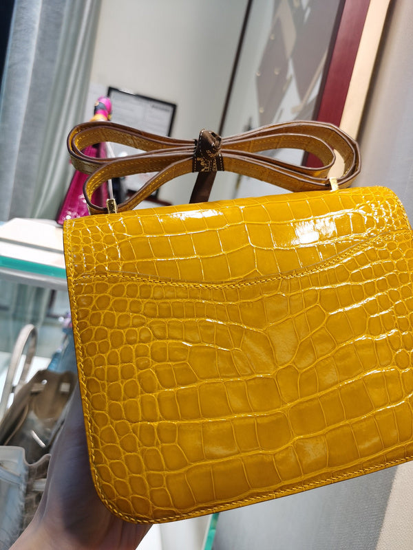 Sleek bag shown from front angle