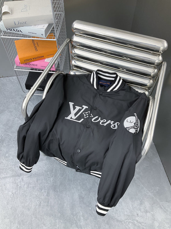 Side profile of Louis Vuitton luxury clothing with label-forward styling