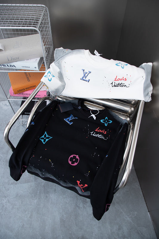 Close-up detail shot of Louis Vuitton luxury clothing with streetwear-inspired cut