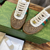 Gucci neutral cream luxury sneakers view 9 breathable knit upper