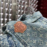 Close-up detail shot of Louis Vuitton luxury clothing with everyday silhouette