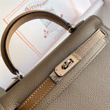 Side view of elegant structured handbag