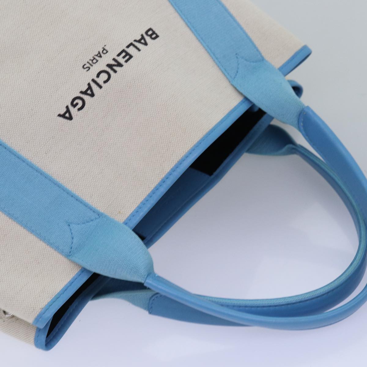 Balenciaga Navy Cabas S Hand Bag Canvas Blue Gray 339933 | Luxury Canvas Tote Bag