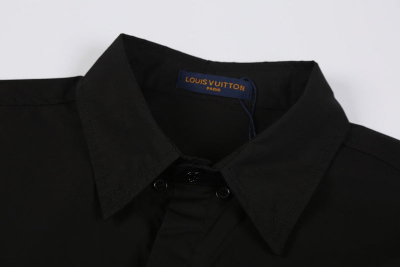Front view of Louis Vuitton luxury clothing with monogram-inspired silhouette