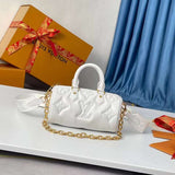 Front view of structured elevated women's handbag – women's luxury accessory