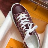Louis Vuitton Burgundy Classic Ballet Flats - Angled View
