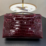 Side view of balanced structured handbag