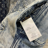 Side profile of Louis Vuitton luxury clothing with monogram-inspired silhouette