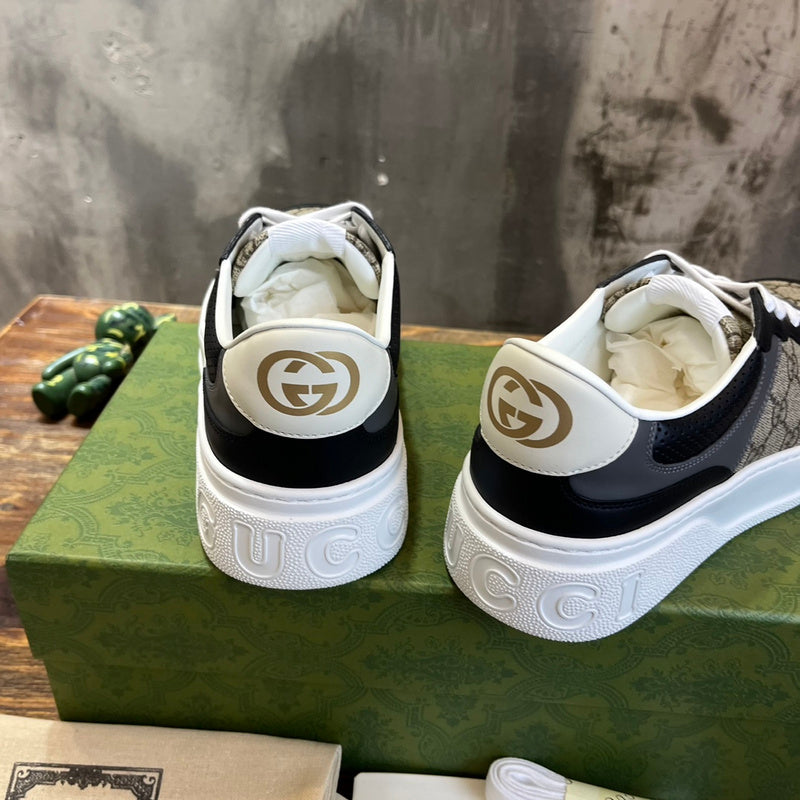Gucci stone beige luxury sneakers view 5 bold athletic profile