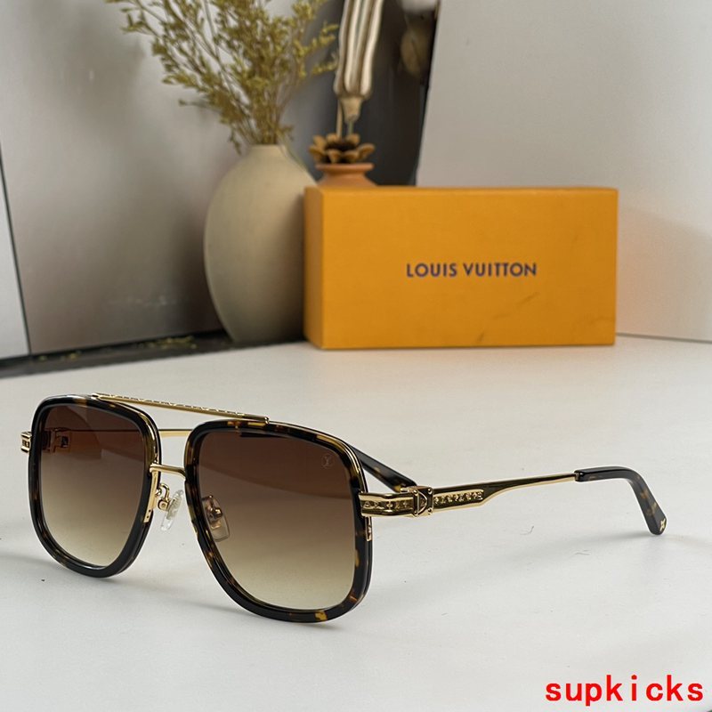 Close-up detail view of Louis Vuitton unisex sunglasses