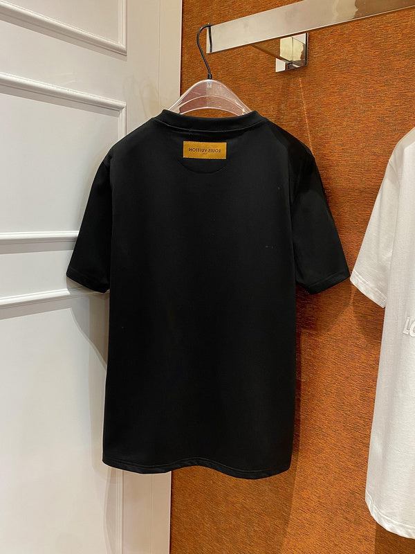 Close-up detail shot of Louis Vuitton cotton t-shirt with tailored silhouette