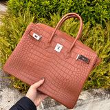 Close-up detail of understated bag design