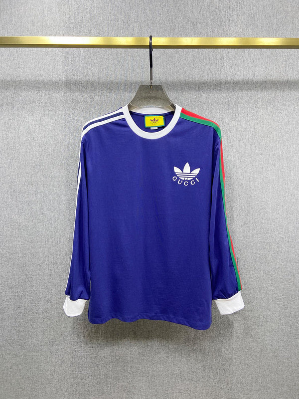 Front view of Gucci luxury clothing with logo-detail design